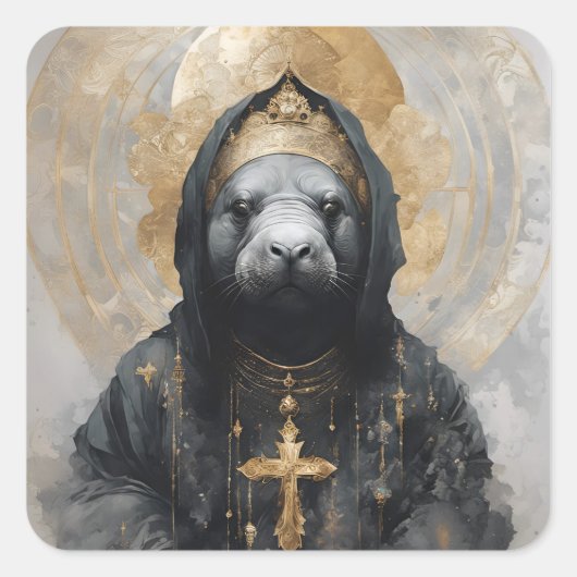 Manatee Nun Quadratischer Aufkleber (Vorderseite)