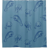 Manatee Ocean Blue Duschvorhang (Vorderseite)