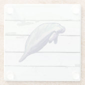 Manatee Painting Beach Decor Glass Untersetzer (Rückseite)