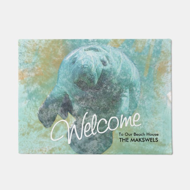 Manatee Painting Beach House Welcome Mat Fußmatte (Vorderseite)