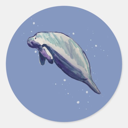 Manatee Painting Ocean Party Danke Stickers (Vorderseite)