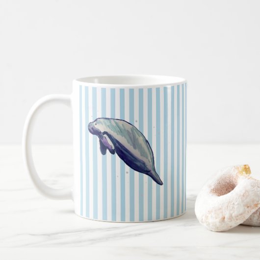 Manatee Painting Stripe Florida Springs Kaffeetasse (Mit Donut)