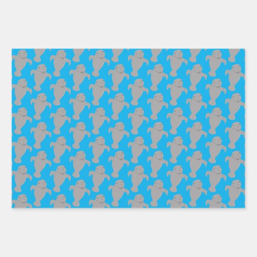 Manatee Pattern Animal Geschenkpapier Set (Vorderseite 2)