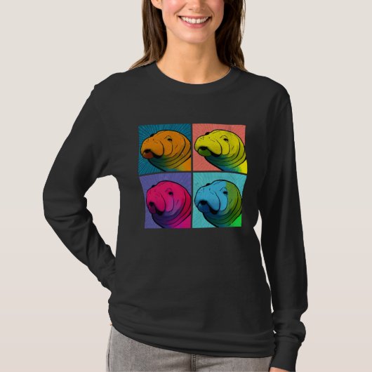 Manatee Pop Illustration Colorful Animal Women T-Shirt (Vorderseite)
