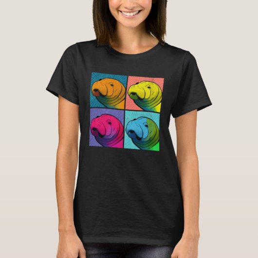 Manatee Pop Illustration Colorful Animal Women T-Shirt (Vorderseite)