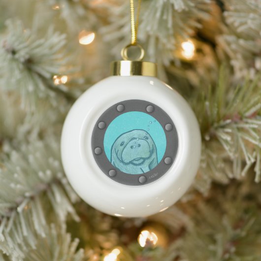Manatee Porthole Keramik Kugel-Ornament (Baum)
