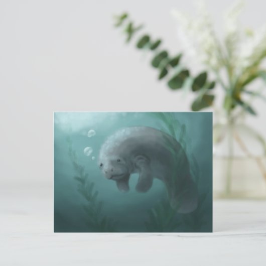 Manatee Postcard Postkarte (Stehend Vorderseite)