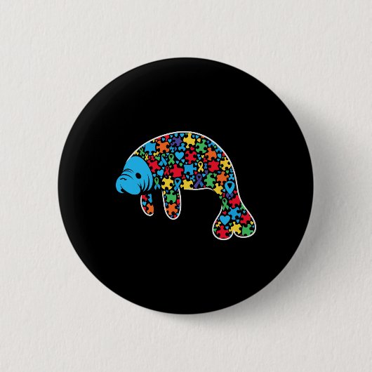 Manatee Puzzle Autismus Bewusstsein Autistische Fr Button (Vorderseite)