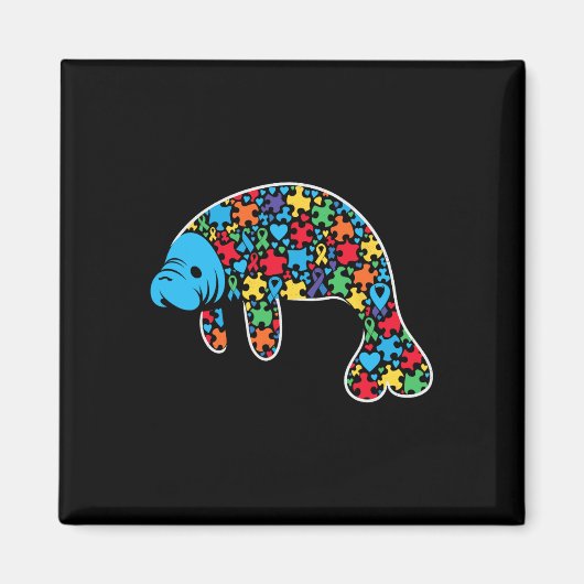 Manatee Puzzle Autismus Bewusstsein Autistische Fr Magnet (Vorne)