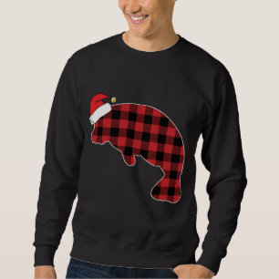 Manatee Red Kariert Pajama Weihnachtsmannmütze Wei Sweatshirt