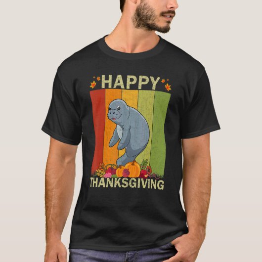 Manatee  Retro Graphic Family Matching Thanksgivin T-Shirt (Vorderseite)