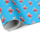 Manatee Santa Animal Blue Christmas Geschenkpapier (Rolleneckpunkt)