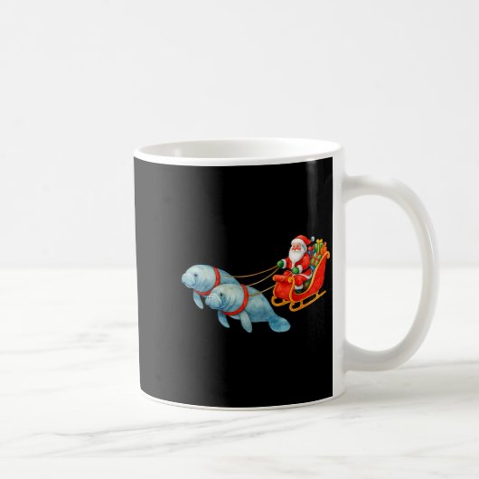 Manatee Santa Christmas Sleigh - Funny Manatee Xma Kaffeetasse (Rechts)