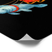 Manatee Santa Christmas Sleigh - Funny Manatee Xma Poster (Ecke)