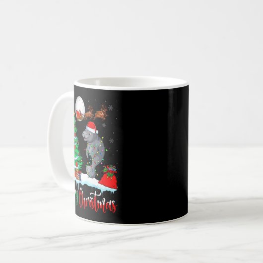 Manatee Santa Hat Xmas Tree Merry Christmas Manate Kaffeetasse (Vorderseite Links)