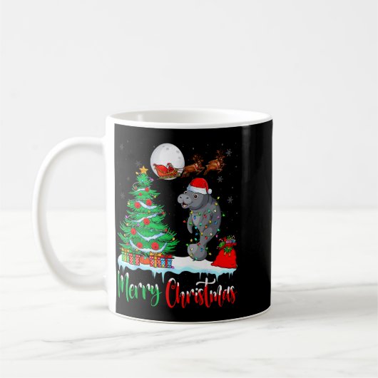 Manatee Santa Hat Xmas Tree Merry Christmas Manate Kaffeetasse (Links)