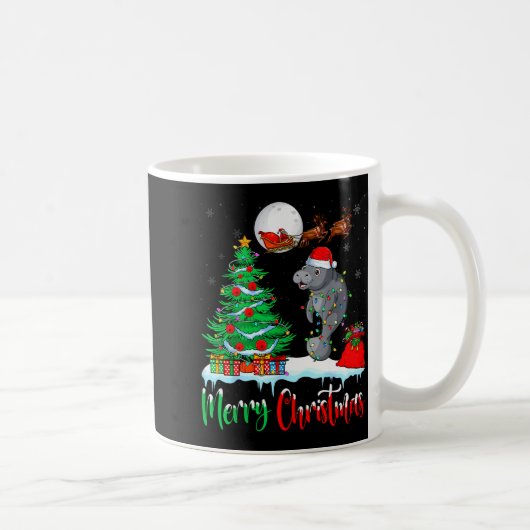 Manatee Santa Hat Xmas Tree Merry Christmas Manate Kaffeetasse (Rechts)