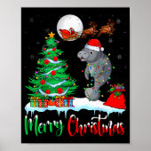 Manatee Santa Hat Xmas Tree Merry Christmas Manate Poster (Vorne)