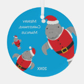 Manatee Santa Outfits Name Christmas Ornament Aus Glas (Rückseite)