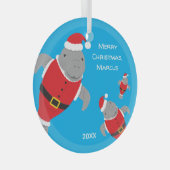 Manatee Santa Outfits Name Christmas Ornament Aus Glas (Vorderseite Rechts)