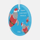 Manatee Santa Outfits Name Christmas Ornament Aus Glas (Vorderseite links)