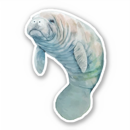 Manatee schwimmen im Wasseraufkleber Aufkleber (Vorderseite)