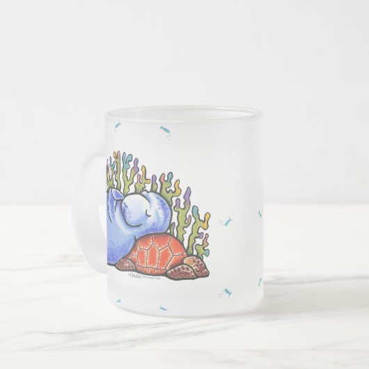 Manatee Sea Turtle Fish Under Sea Mattglastasse (Vorderseite Links)