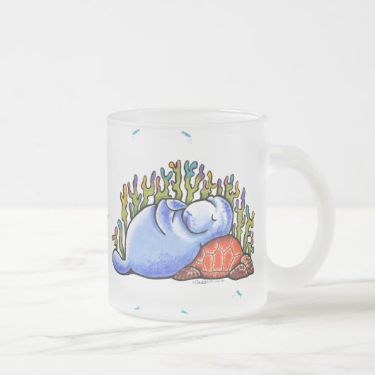 Manatee Sea Turtle Fish Under Sea Mattglastasse (Rechts)