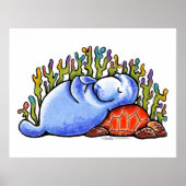 Manatee Sea Turtle Slumber Party by Off-Leash Art Poster (Vorne)