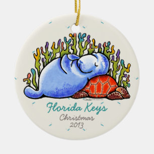 Manatee Sea Turtle Tropical Vacation Keepake Keramikornament