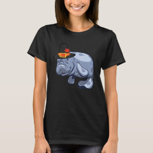 Manatee Thanksgiving-Geschenk Pilgerhut Seekuh Her T-Shirt