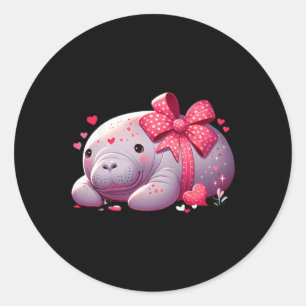 Manatee Valentinstag Herzen Tier Meer Ozean 1  Runder Aufkleber