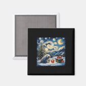 Manatee Van Gogh Style Starry Night Christmas Wint Magnet (Vorderseite/Rückseite)