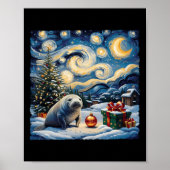 Manatee Van Gogh Style Starry Night Christmas Wint Poster (Vorne)