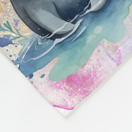 Manatee Watercolor-Muster Fleecedecke (Ecke)