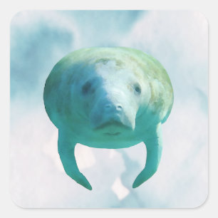 Manatee Watercolor Quadratischer Aufkleber