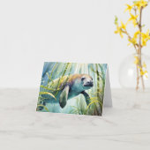 Manatee Watercolor Stationery Karte (Gelbe Blume)