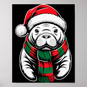 Manatee Weihnachten Santa Hut F Weihnachtskostüm Poster