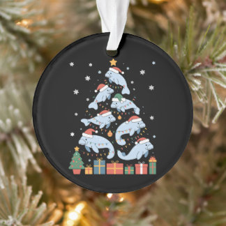 Manatee-Weihnachtsbaum-Santa-Hut-Sea-Cow-Feiertag Ornament