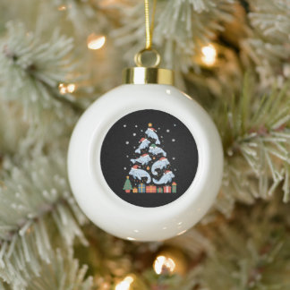 Manatee-Weihnachtsbaum-Santa-Hut-Sea-Cow-Urlaub Keramik Kugel-Ornament