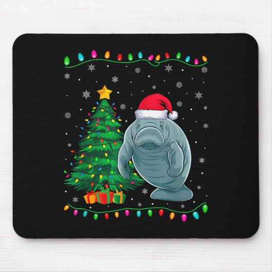 Manatee-Weihnachtsmannmütze Männer Frauen Kinder W Mousepad (Vorne)