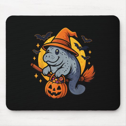 Manatee Witch Hat Pumpkin Halloween Soky Season Mousepad (Vorne)