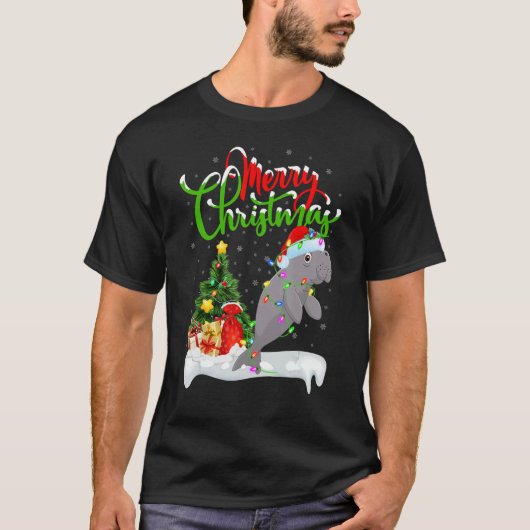 Manatee Xmas Decorations Santa Manatee Christmas T-Shirt (Vorderseite)