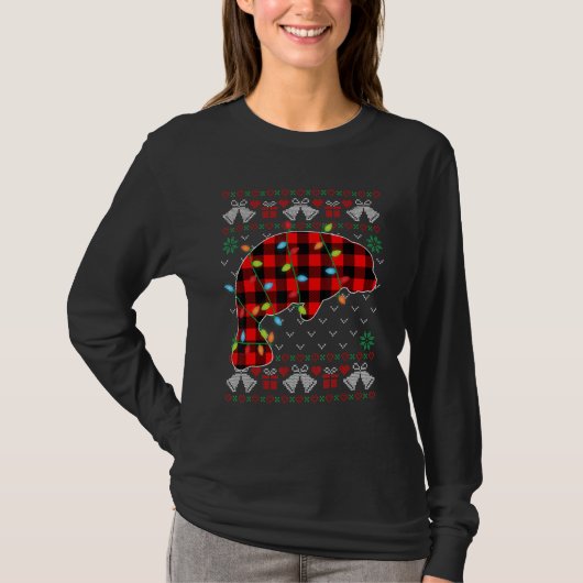 Manatee Xmas Lights Ugly Christmas Sweater T-Shirt (Vorderseite)