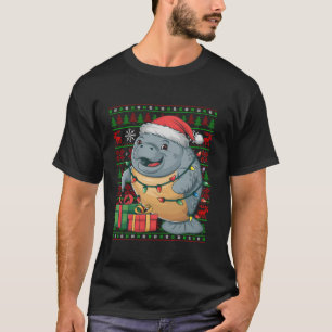 Manatee Xmas Lights Ugly Weihnachtsmannmütze Manat T-Shirt