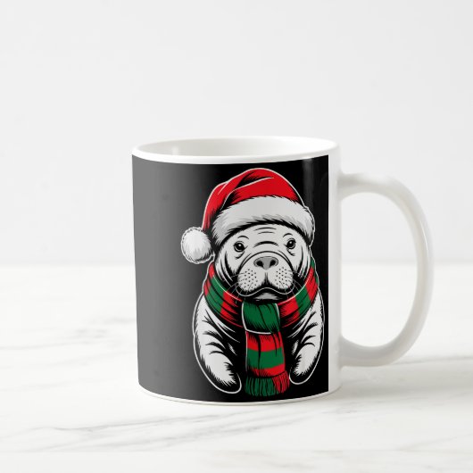 Manatee Xmas Santa Hat F Christmas Costume Kaffeetasse (Rechts)
