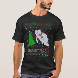 Manatee Xmas Tree Lighting Ugly Christmas Sweater T-Shirt