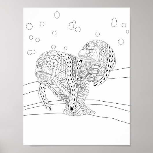 Manatees Adult Coloring Poster (Vorne)