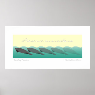 Manatees - Bewahren Sie unsere Gewässer 36 x 18 Poster