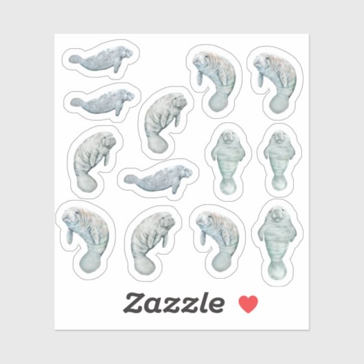 Manatees Custom Vinyl Sticker Sheet 3" (Blatt)